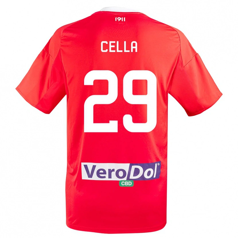 Danxen Dames Stefano Cella #29 Rood Wit Uitshirt Uittenue 2025/26 T-Shirt België