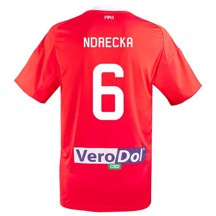 Danxen Dames Eros Ndrecka #6 Rood Wit Uitshirt Uittenue 2025/26 T-Shirt België