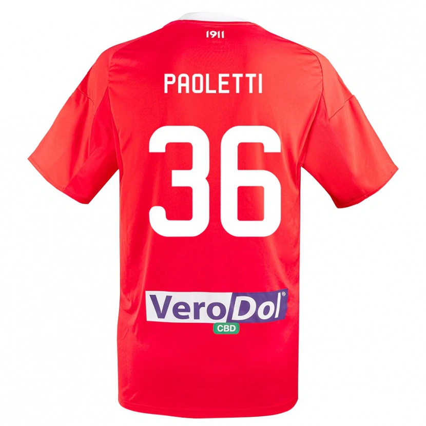 Danxen Dames Flavio Paoletti #36 Rood Wit Uitshirt Uittenue 2025/26 T-Shirt België