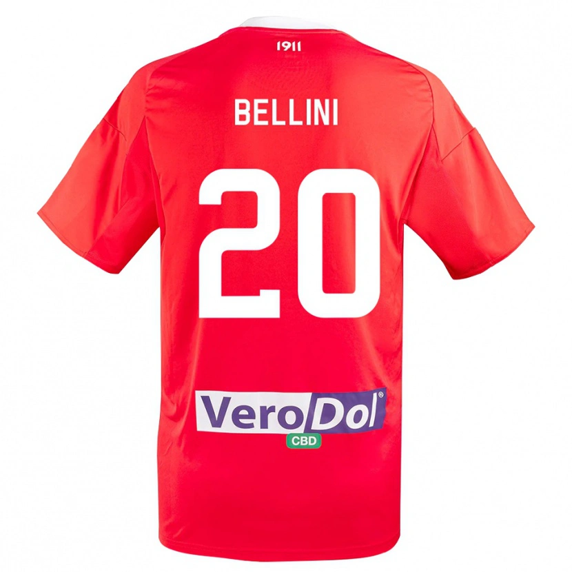 Danxen Dames Mattia Bellini #20 Rood Wit Uitshirt Uittenue 2025/26 T-Shirt België