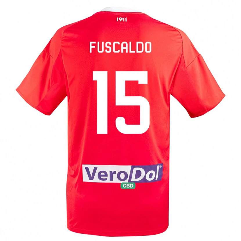 Danxen Dames Manuel Fuscaldo #15 Rood Wit Uitshirt Uittenue 2025/26 T-Shirt België