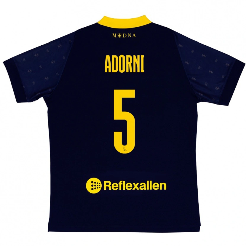 Danxen Dames Davide Adorni #5 Donkerblauw Geel Uitshirt Uittenue 2025/26 T-Shirt België