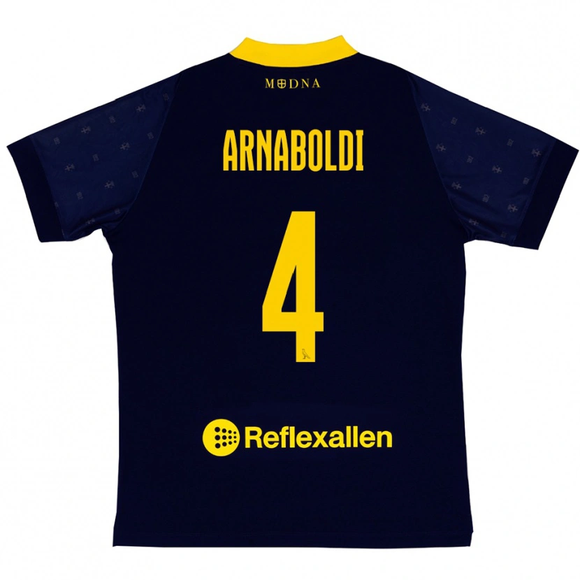 Danxen Dames Pietro Arnaboldi #4 Donkerblauw Geel Uitshirt Uittenue 2025/26 T-Shirt België