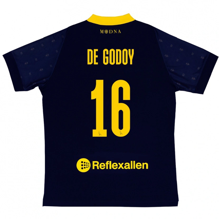 Danxen Dames Patrick Pîrv De Godoy #16 Donkerblauw Geel Uitshirt Uittenue 2025/26 T-Shirt België