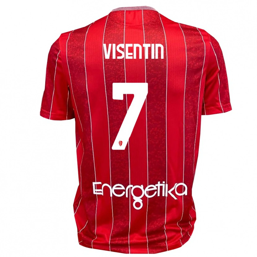 Danxen Dames Filippo Visentin #7 Rood Wit Uitshirt Uittenue 2025/26 T-Shirt België