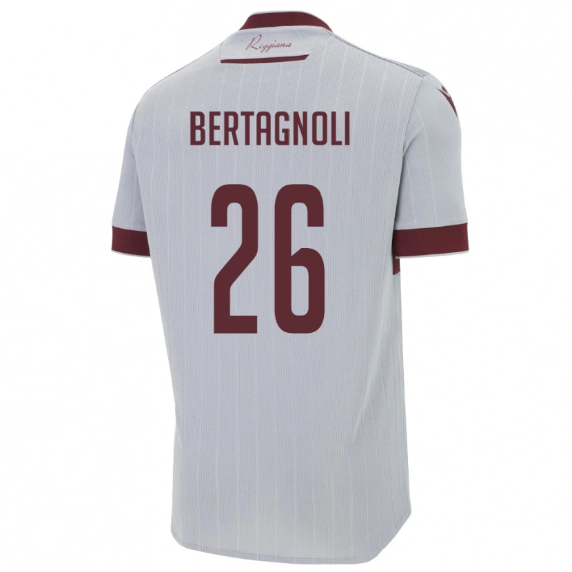 Danxen Dames Massimo Bertagnoli #26 Bourgondië Wit Uitshirt Uittenue 2025/26 T-Shirt België