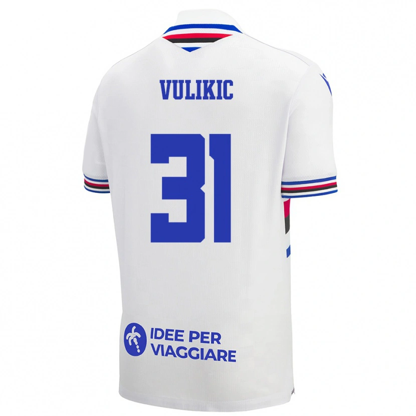 Danxen Dames Stipe Vulikic #31 Wit Blauw Rood Uitshirt Uittenue 2025/26 T-Shirt België