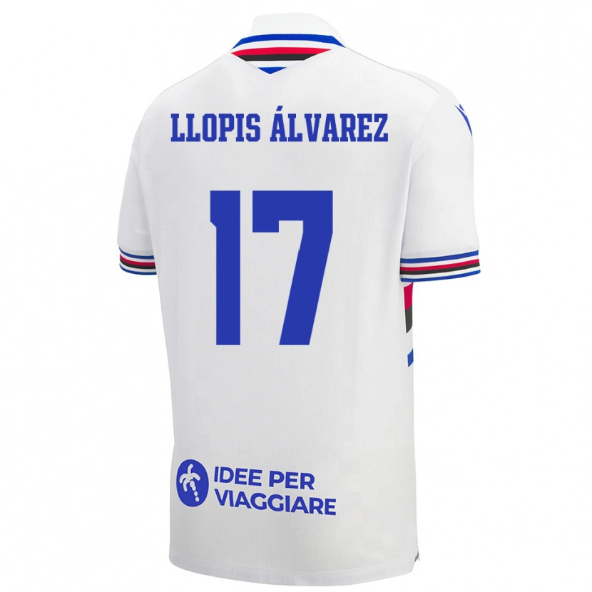 Danxen Dames Marta Llopis Álvarez #17 Wit Blauw Rood Uitshirt Uittenue 2025/26 T-Shirt België