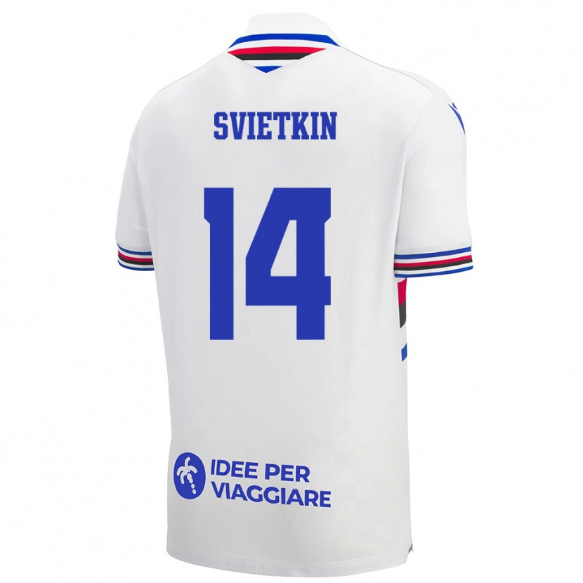 Danxen Dames Tomas Svietkin #14 Wit Blauw Rood Uitshirt Uittenue 2025/26 T-Shirt België