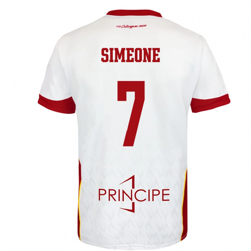 Danxen Dames Mattia Simeone #7 Wit Rood Uitshirt Uittenue 2025/26 T-Shirt België
