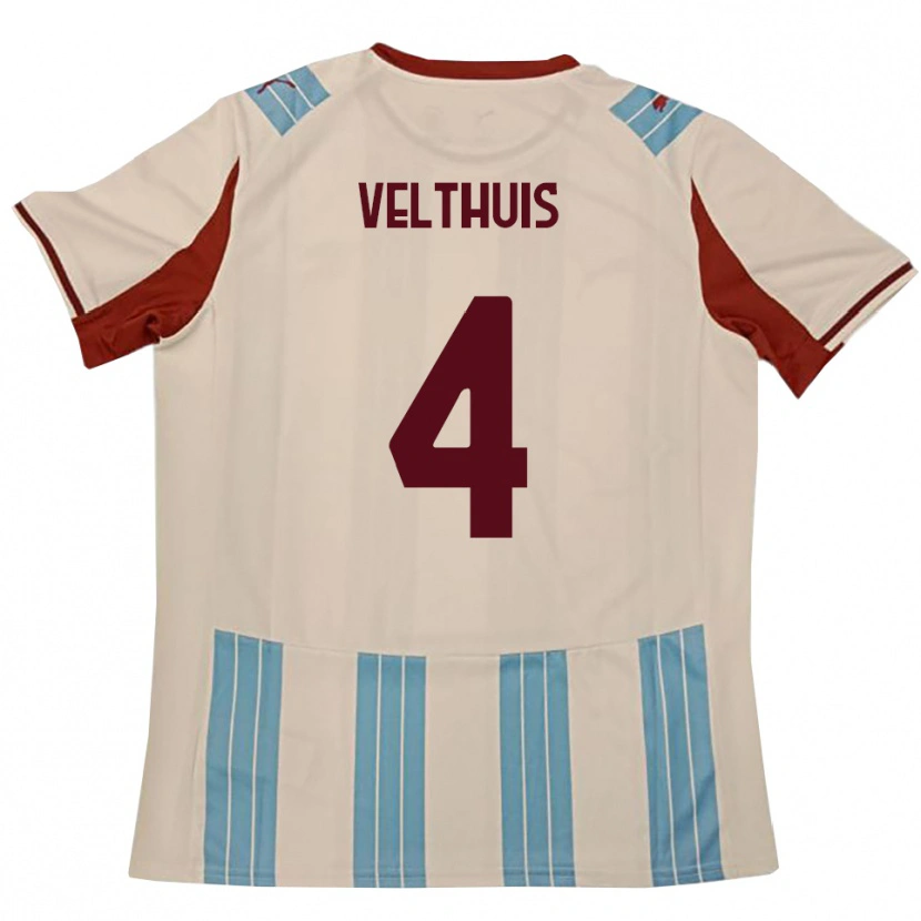 Danxen Dames Tijs Velthuis #4 Hemelsblauw Wit Uitshirt Uittenue 2025/26 T-Shirt België