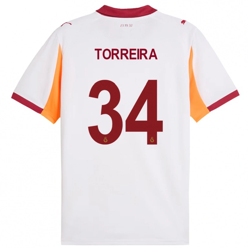 Danxen Dames Lucas Torreira #34 Wit Rood Uitshirt Uittenue 2025/26 T-Shirt België