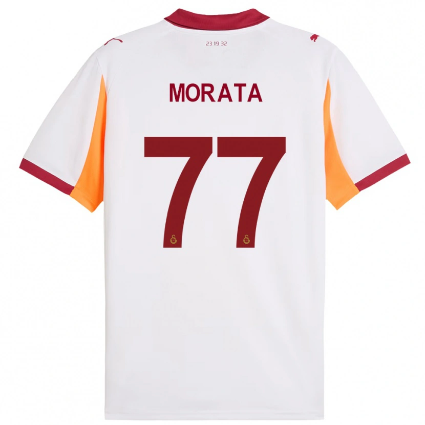 Danxen Dames Álvaro Morata #77 Wit Rood Uitshirt Uittenue 2025/26 T-Shirt België