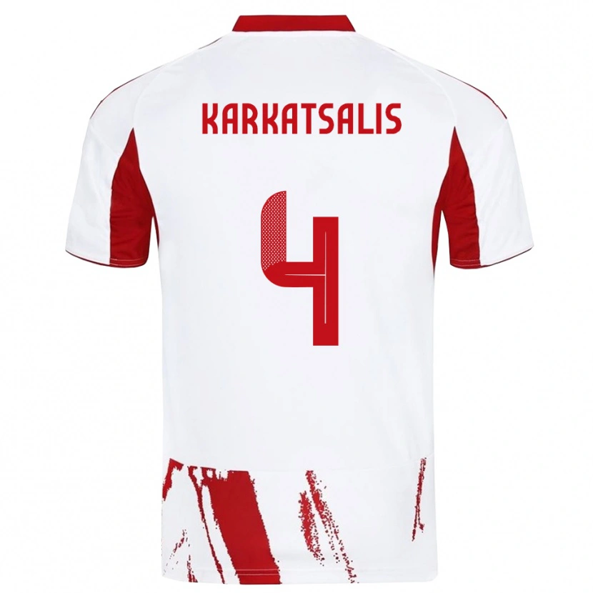 Danxen Dames Vasilios Karkatsalis #4 Wit Rood Uitshirt Uittenue 2025/26 T-Shirt België