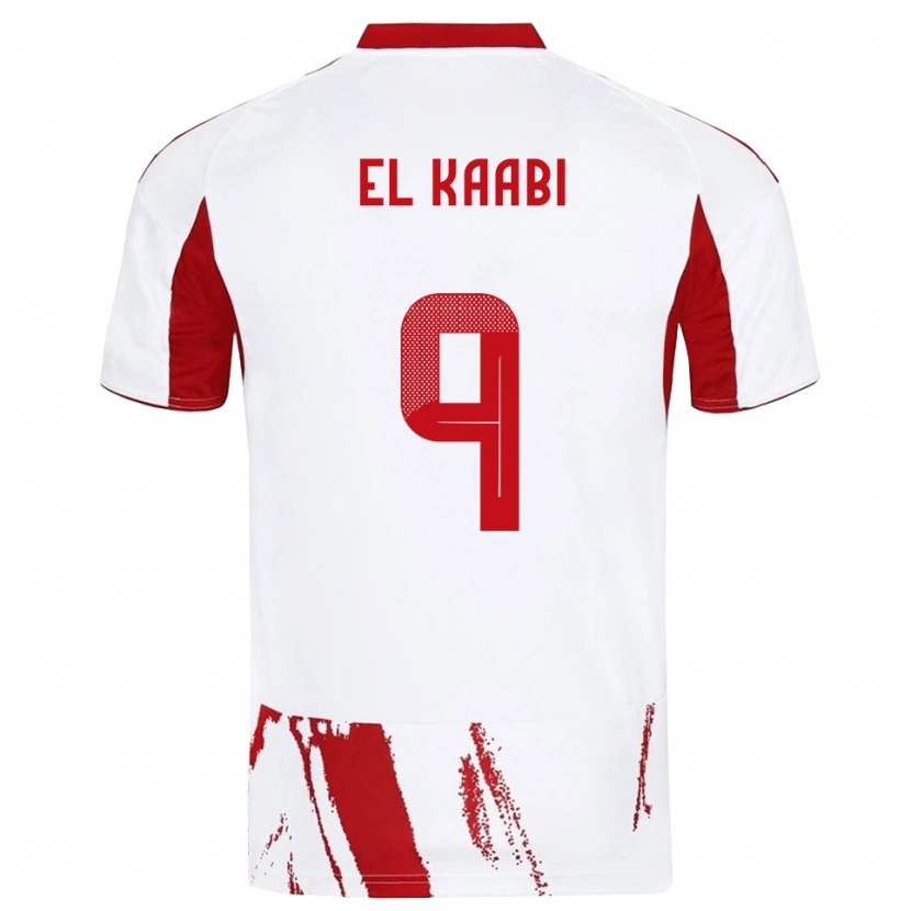Danxen Dames Ayoub El Kaabi #9 Wit Rood Uitshirt Uittenue 2025/26 T-Shirt België