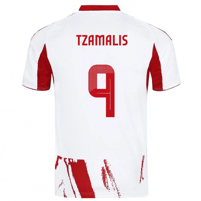 Danxen Dames Alexandros Tzamalis #9 Wit Rood Uitshirt Uittenue 2025/26 T-Shirt België