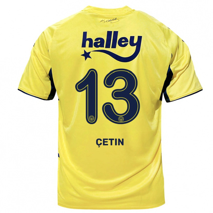 Danxen Dames Tarık Çetin #13 Geel Donkerblauw Uitshirt Uittenue 2025/26 T-Shirt België