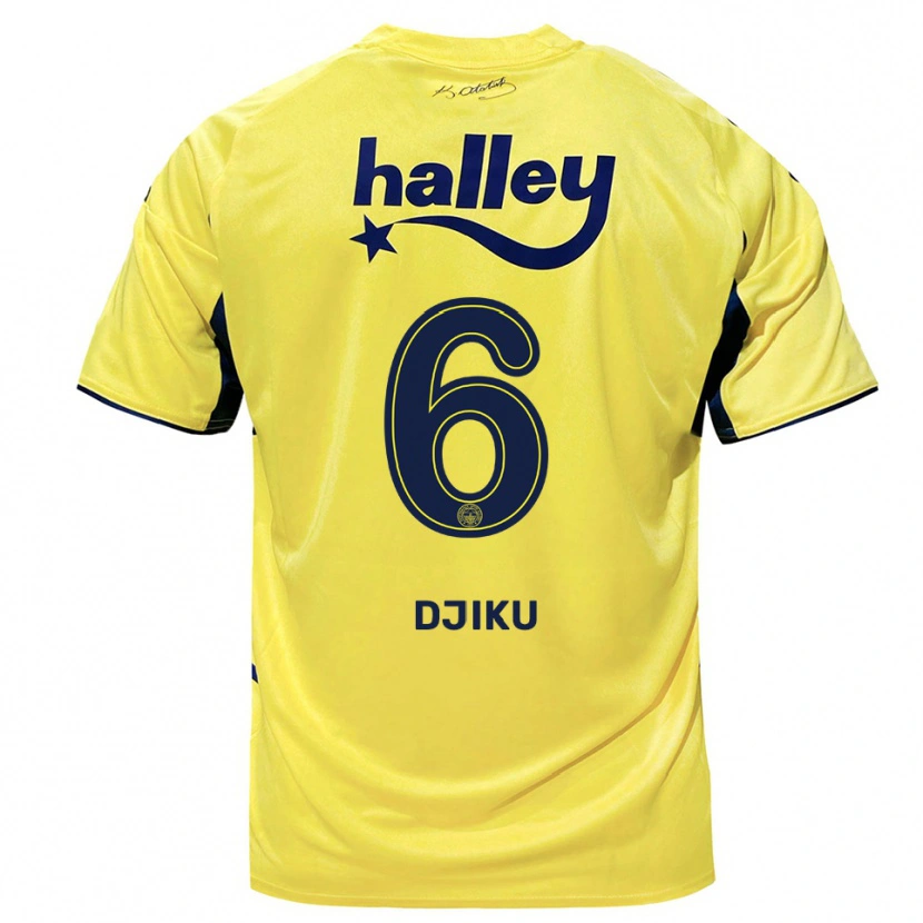 Danxen Dames Alexander Djiku #6 Geel Donkerblauw Uitshirt Uittenue 2025/26 T-Shirt België