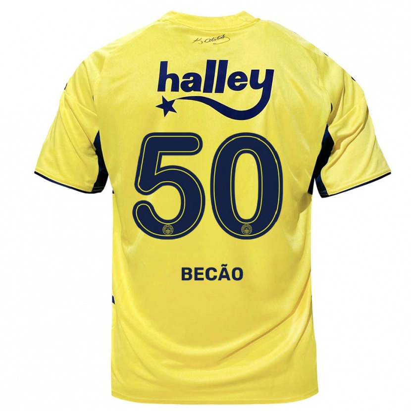 Danxen Dames Rodrigo Becão #50 Geel Donkerblauw Uitshirt Uittenue 2025/26 T-Shirt België