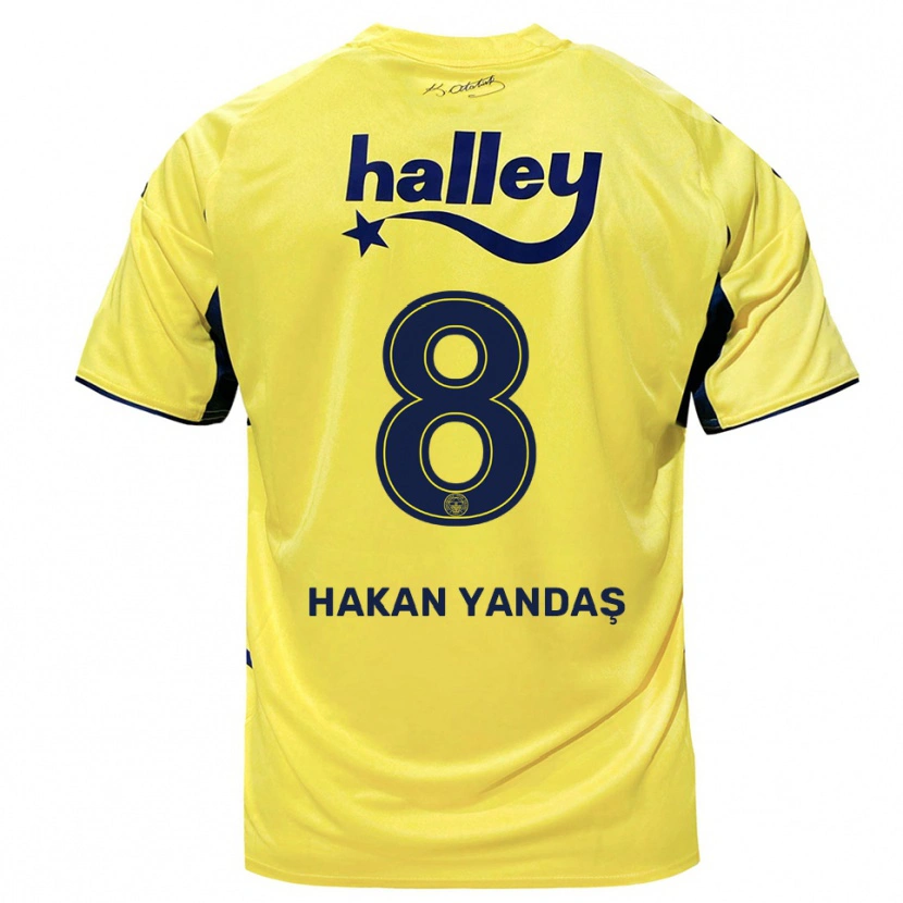 Danxen Dames Mert Hakan Yandaş #8 Geel Donkerblauw Uitshirt Uittenue 2025/26 T-Shirt België