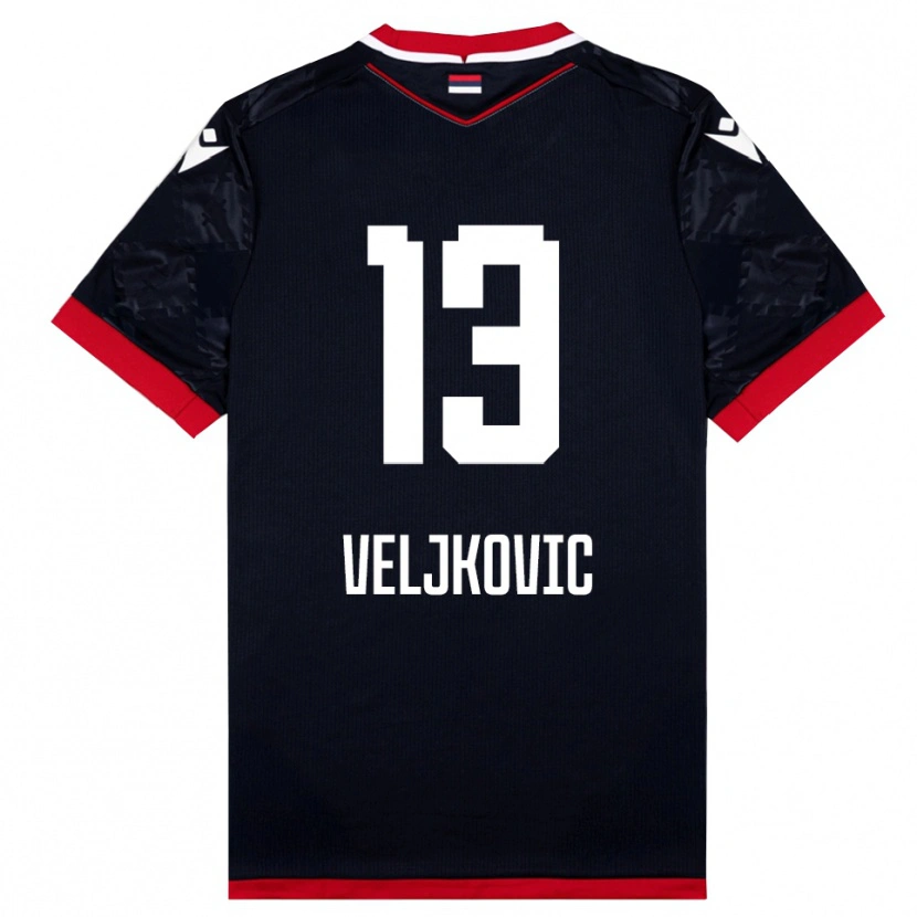 Danxen Dames Milos Veljkovic #13 Zwart Rood Uitshirt Uittenue 2025/26 T-Shirt België