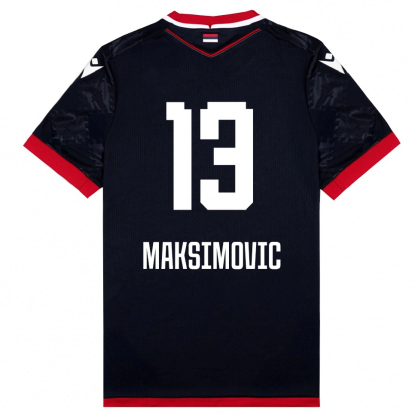 Danxen Dames Filip Maksimovic #13 Zwart Rood Uitshirt Uittenue 2025/26 T-Shirt België