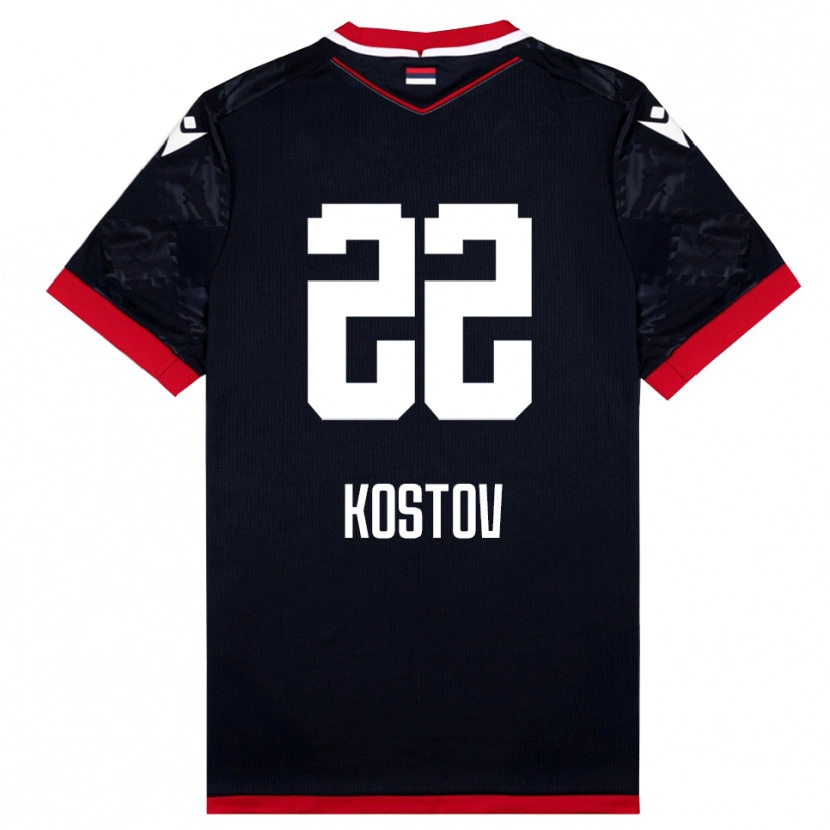 Danxen Dames Vasilije Kostov #22 Zwart Rood Uitshirt Uittenue 2025/26 T-Shirt België