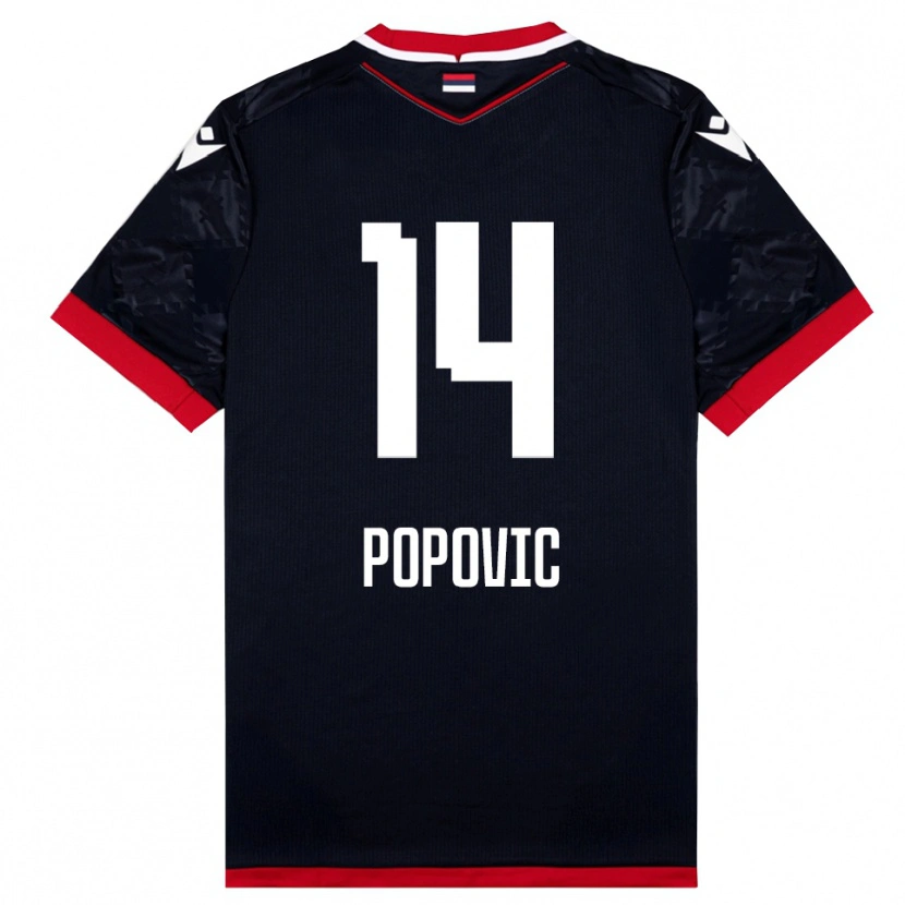 Danxen Dames Mihajlo Popovic #14 Zwart Rood Uitshirt Uittenue 2025/26 T-Shirt België
