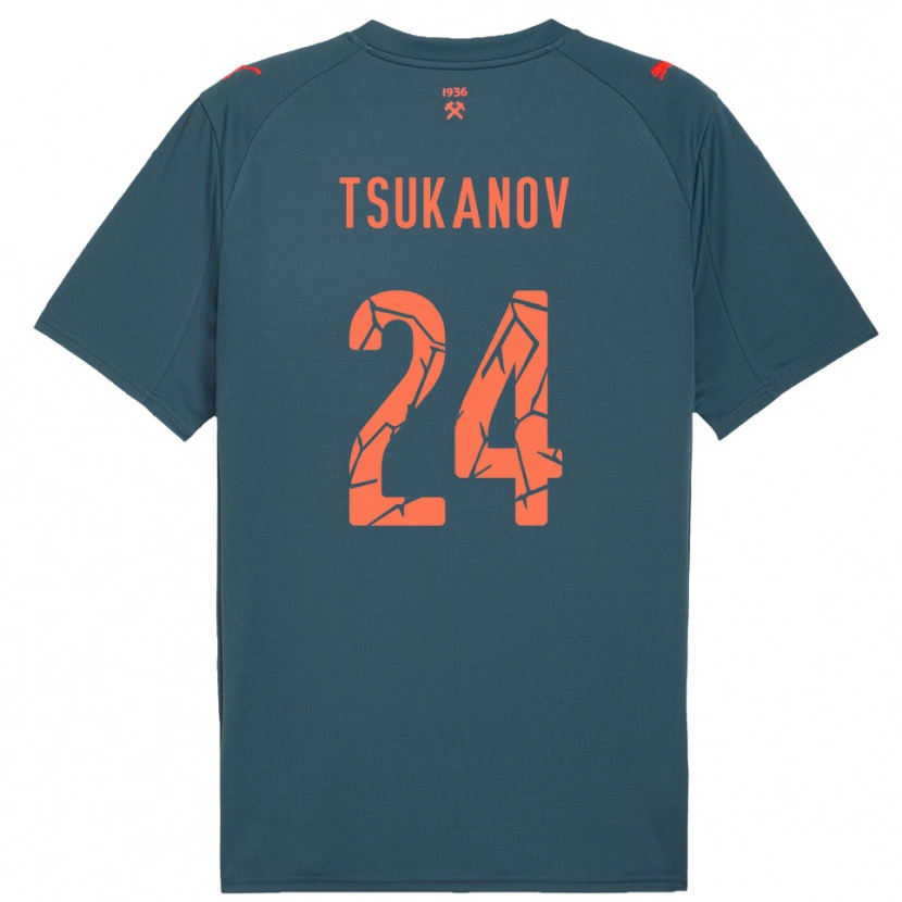 Danxen Dames Viktor Tsukanov #24 Donkerblauw Rood Uitshirt Uittenue 2025/26 T-Shirt België