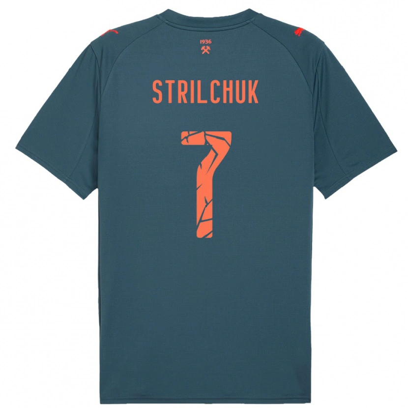 Danxen Dames Dmytro Strilchuk #7 Donkerblauw Rood Uitshirt Uittenue 2025/26 T-Shirt België