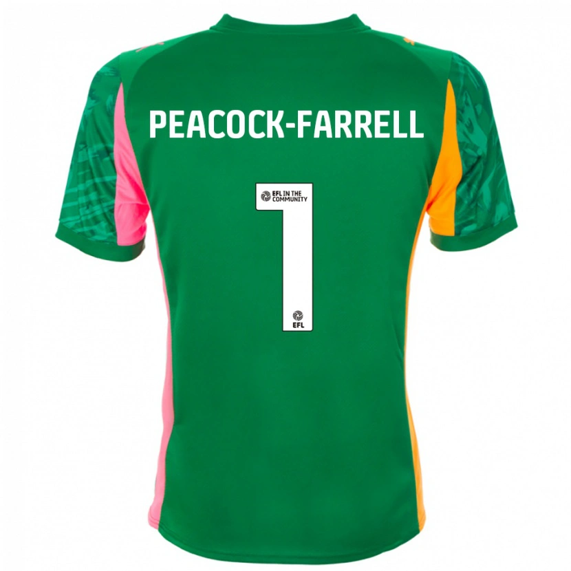 Danxen Kinderen Bailey Peacock-Farrell #1 Groen Oranje Keepersshirt 2025/26 T-Shirt België