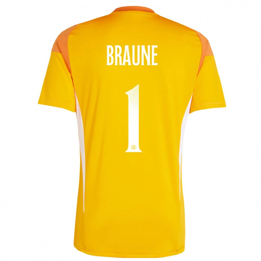 Danxen Kinderen Maximilian Braune #1 Oranje Wit Keepersshirt 2025/26 T-Shirt België