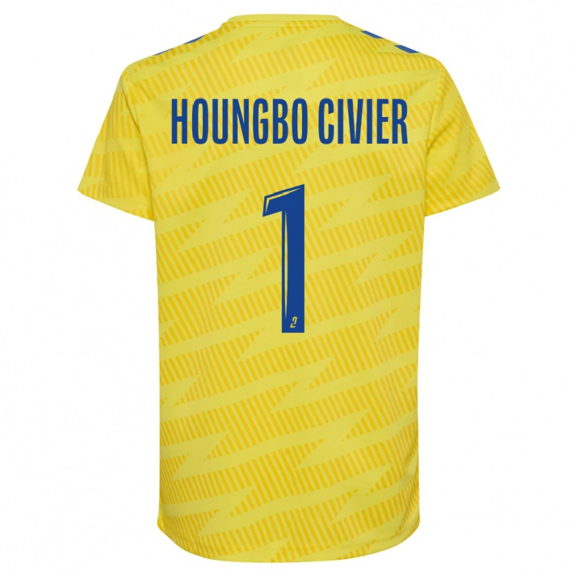 Danxen Kinderen Matéo Houngbo Civier #1 Geel Blauw Keepersshirt 2025/26 T-Shirt België