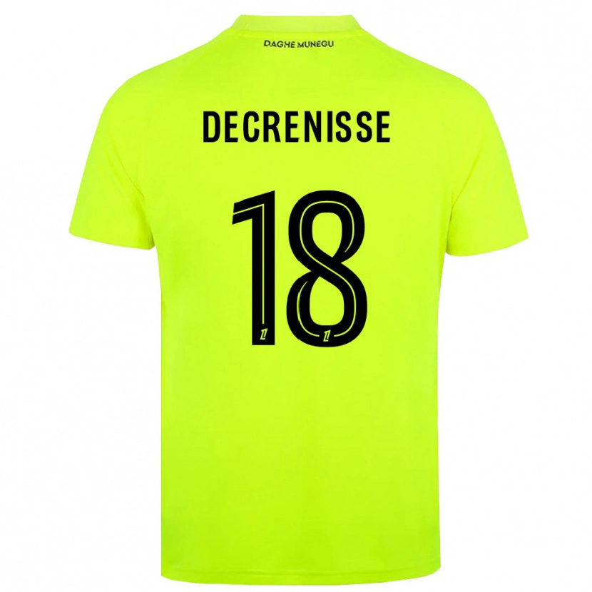 Danxen Kinderen Axel Decrenisse #18 Fluorescerend Groen Zwart Keepersshirt 2025/26 T-Shirt België