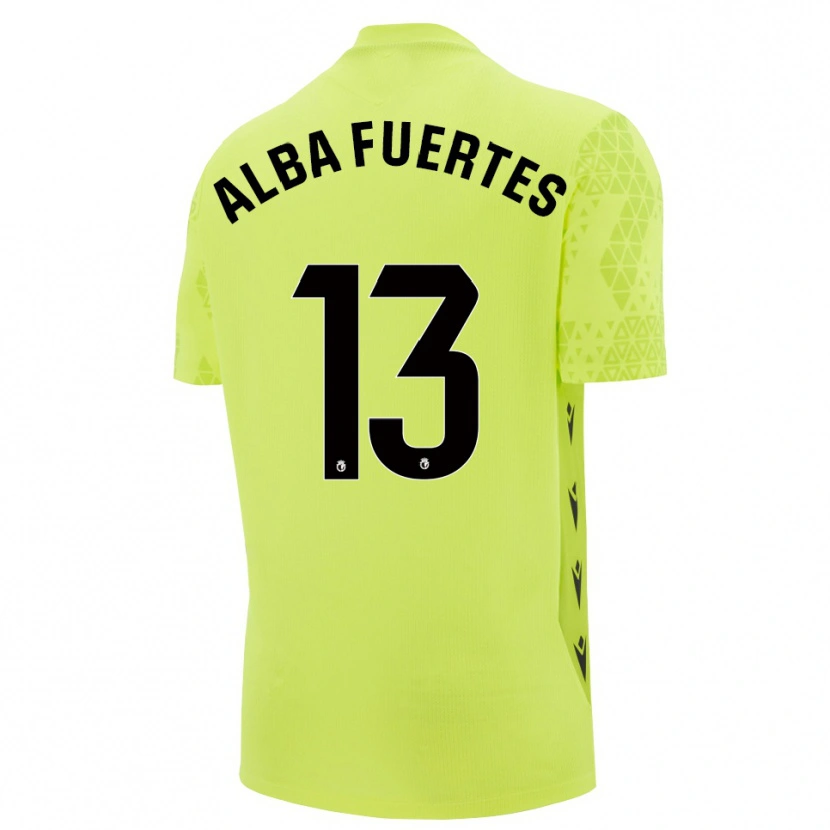 Danxen Kinderen Alba Fuertes #13 Geel Groen Zwart Keepersshirt 2025/26 T-Shirt België