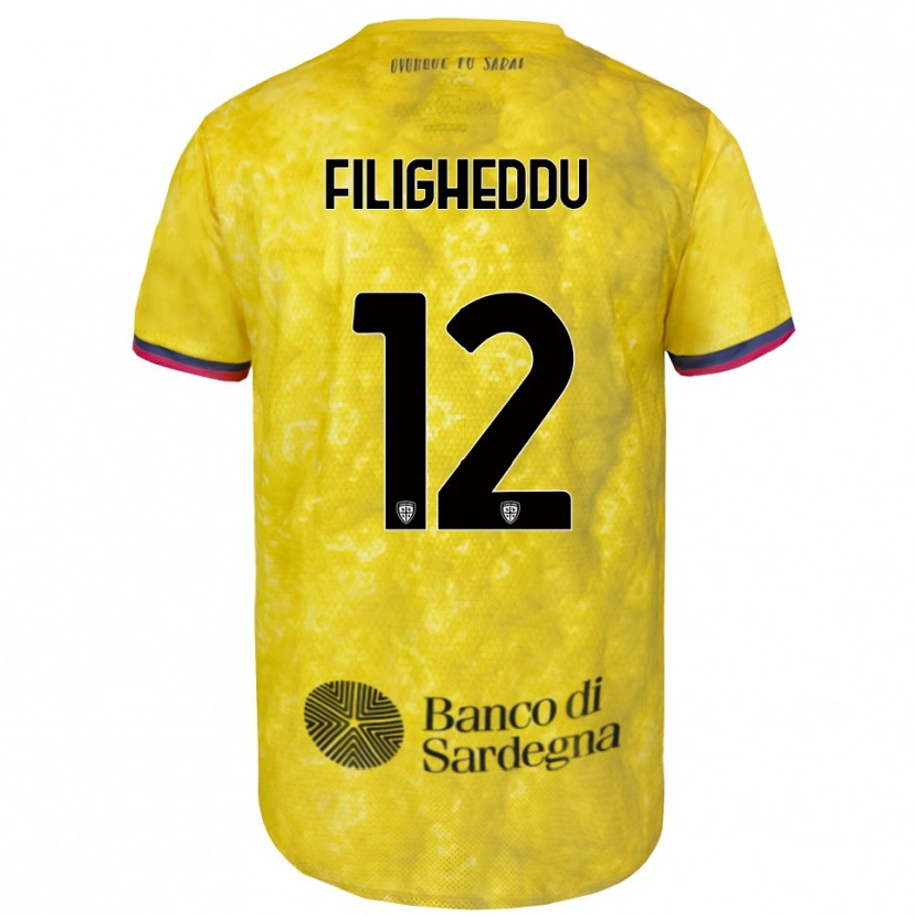 Danxen Kinderen Daniele Filigheddu #12 Geel Zwart Keepersshirt 2025/26 T-Shirt België