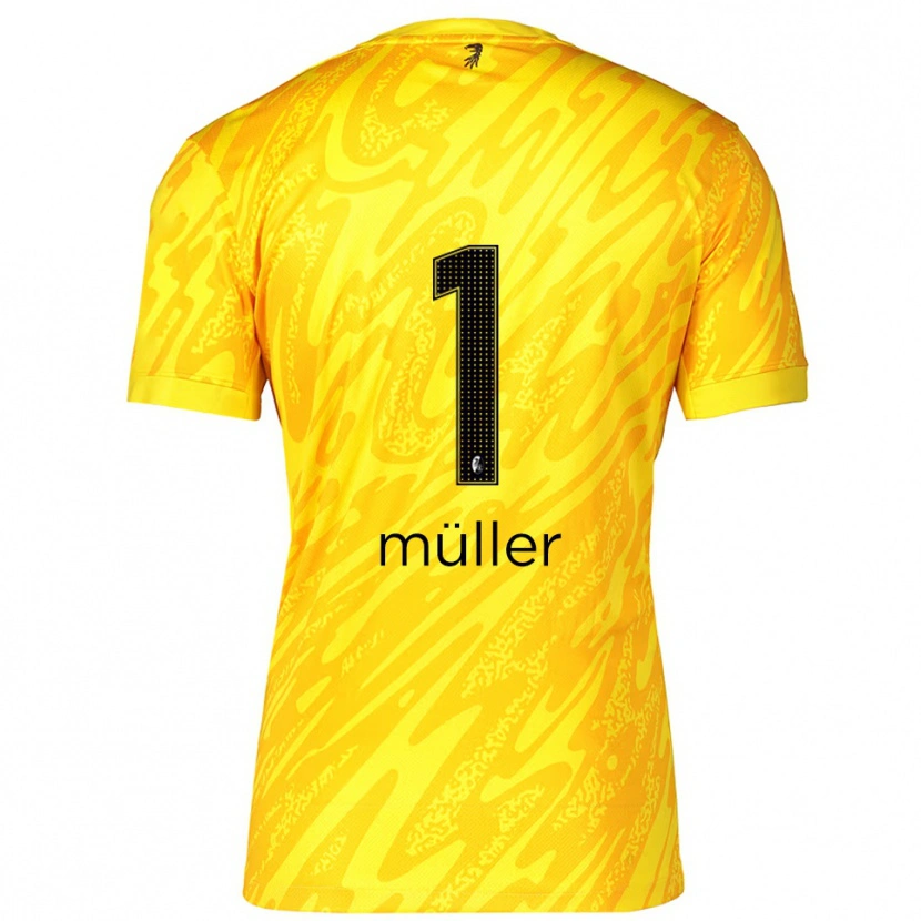 Danxen Kinderen Philipp Müller #1 Geel Zwart Keepersshirt 2025/26 T-Shirt België