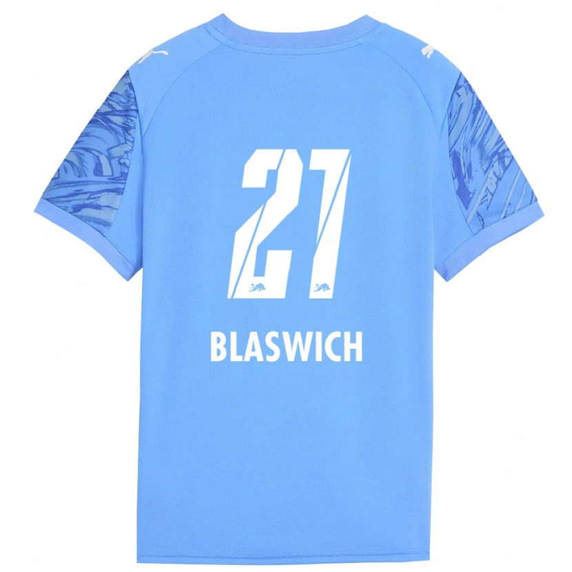 Danxen Kinderen Janis Blaswich #21 Koninklijk Blauw Rood Keepersshirt 2025/26 T-Shirt België