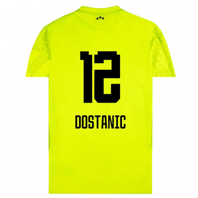 Danxen Kinderen Filip Dostanic #12 Geel Groen Zwart Keepersshirt 2025/26 T-Shirt België