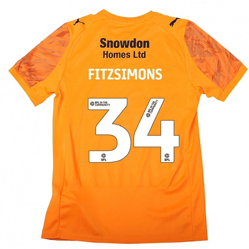 Danxen Kinderen Ross Fitzsimons #34 Oranje Zwart Keepersshirt 2025/26 T-Shirt België