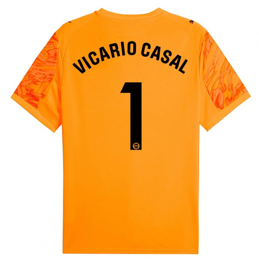 Danxen Kinderen Jimena Vicario Casal #1 Oranje Zwart Keepersshirt 2025/26 T-Shirt België