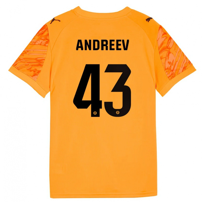 Danxen Kinderen Aleksandar Andreev #43 Oranje Zwart Keepersshirt 2025/26 T-Shirt België