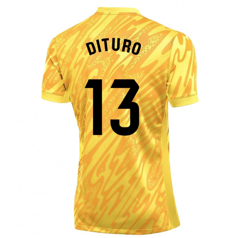 Danxen Kinderen Matías Dituro #13 Geel Zwart Keepersshirt 2025/26 T-Shirt België