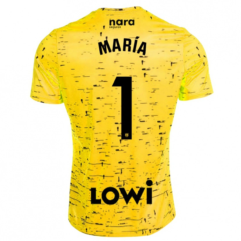 Danxen Kinderen María Hernández #1 Geel Zwart Keepersshirt 2025/26 T-Shirt België