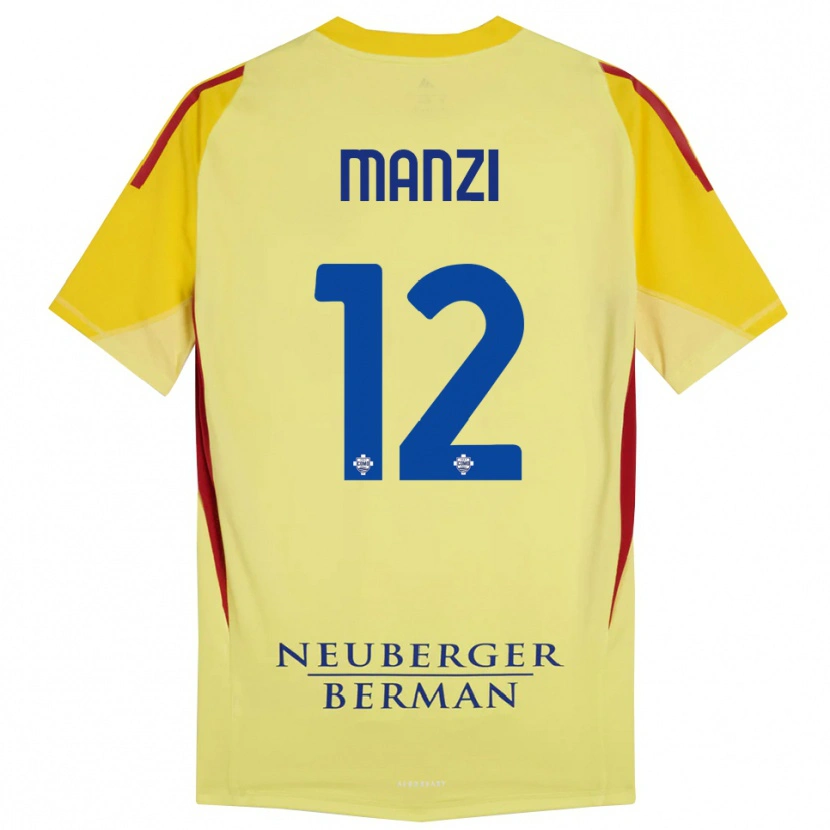 Danxen Kinderen Federico Manzi #12 Licht Geel Zwart Keepersshirt 2025/26 T-Shirt België