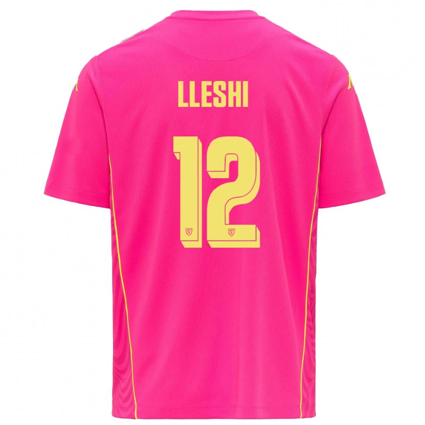 Danxen Kinderen Leonardo Lleshi #12 Diep Roze Geel Keepersshirt 2025/26 T-Shirt België