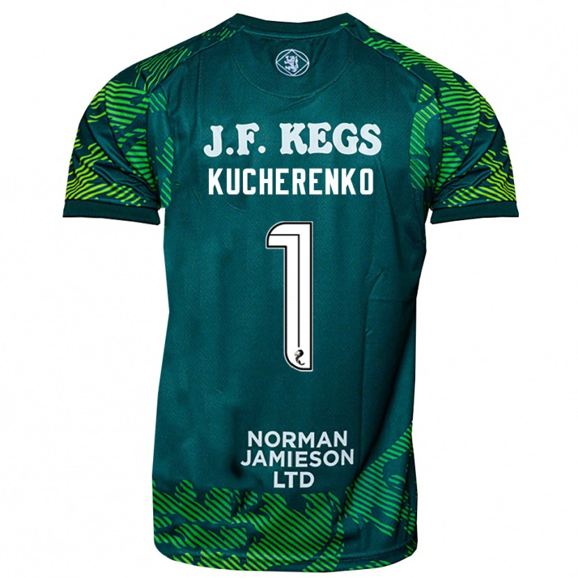 Danxen Kinderen Yevgeniy Kucherenko #1 Groen Wit Keepersshirt 2025/26 T-Shirt België