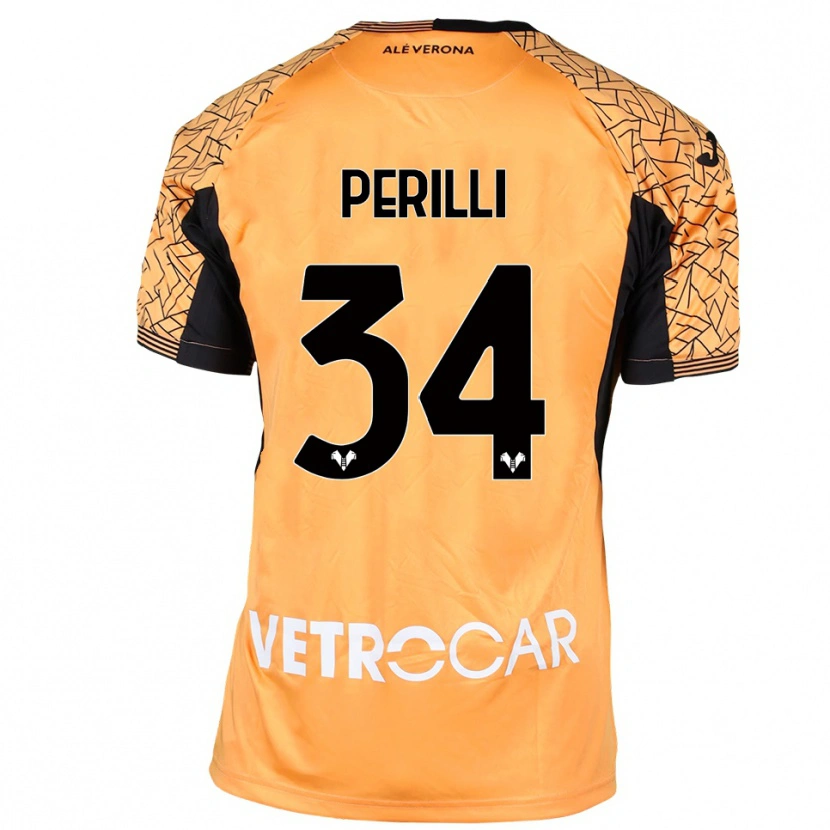 Danxen Kinderen Simone Perilli #34 Oranje Zwart Wit Keepersshirt 2025/26 T-Shirt België