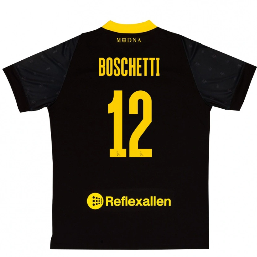 Danxen Kinderen Matteo Boschetti #12 Zwart Geel Keepersshirt 2025/26 T-Shirt België