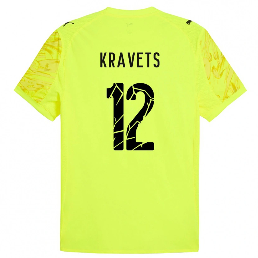 Danxen Kinderen Vladyslav Kravets #12 Groen Geel Keepersshirt 2025/26 T-Shirt België